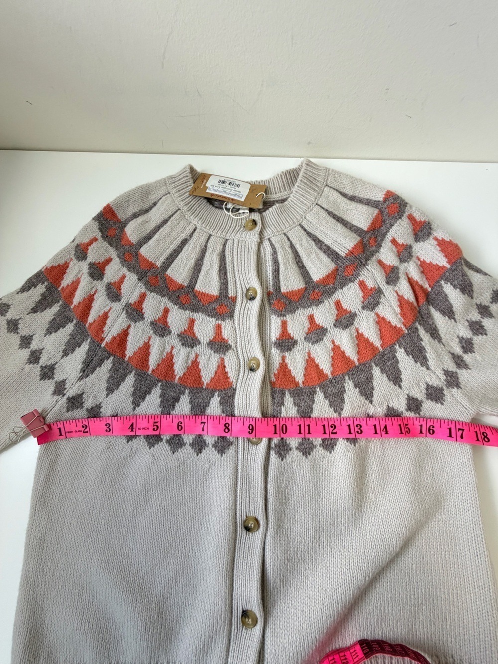 Yerse Nordic Fair Isle Wool Blend Knit Cardigan Size M - Picture 9 of 10